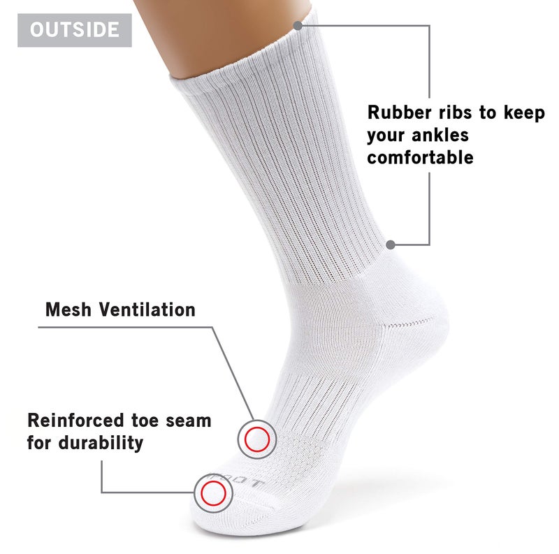 MONFOOT Men's/Women's 8 Pairs Athletic Cushion Crew Socks, Black Small Multipack - Image 2